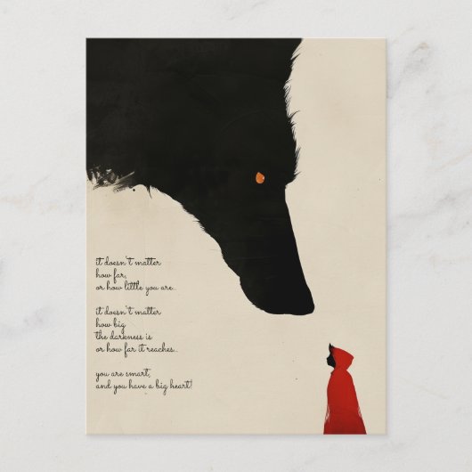 Carte Postale Le loup malin et le petit chaperon rouge (Devant)