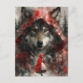 Carte Postale Le loup regarde sur le petit rouge (Devant)