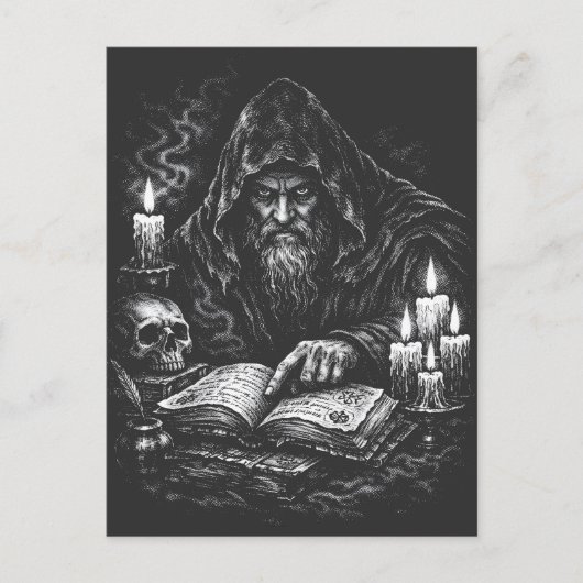Carte Postale Le Magicien Étudiant le Grimoire — par BurnsInHell (Devant)