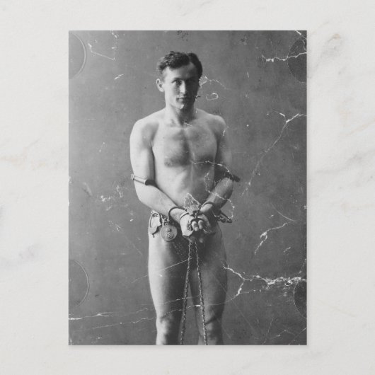 Carte Postale Le Magicien Harry Houdini Debout Dans Les Chaînes (Devant)