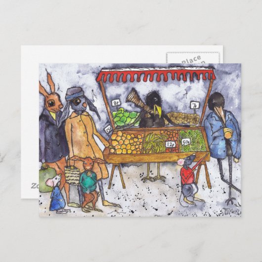 CARTE POSTALE LE MARCHÉ (Devant / Derrière)