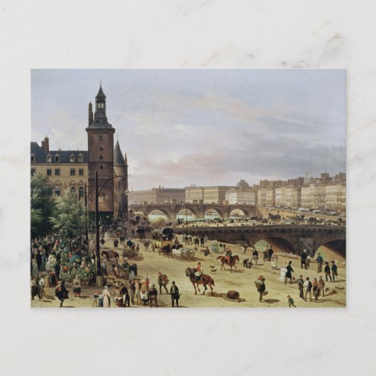 Carte Postale Le marché aux fleurs, 1832 (Devant)