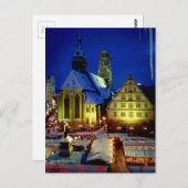 Carte Postale Le marché de Noël, Stuttgart, l'ambiance du soir a (Devant / Derrière)