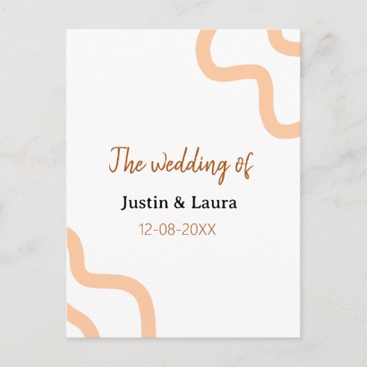Carte Postale Le mariage de nom de la mariée date pêche (Devant)