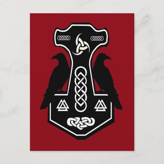 Carte Postale Le marteau de Pagan Celtic Thor avec Ravens (Devant)