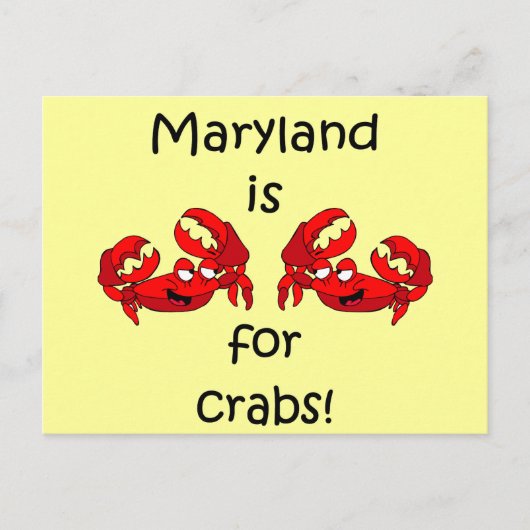 Carte Postale Le Maryland est pour les crabes (Devant)