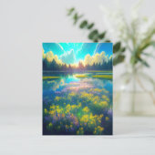 Carte Postale Le matin se déroule au-dessus du magnifique marais (Debout devant)