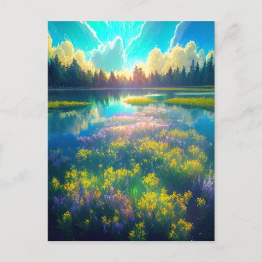 Carte Postale Le matin se déroule au-dessus du magnifique marais (Devant)