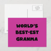 Carte Postale Le meilleur Granma noir et blanc du monde (Devant / Derrière)