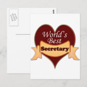 Carte Postale Le meilleur secrétaire du monde (Devant / Derrière)
