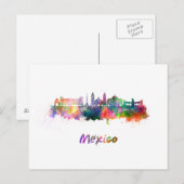Carte Postale Le Mexique Ville V2 skyline in watercolor (Devant / Derrière)