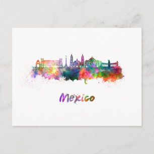 Carte Postale Le Mexique Ville V2 skyline in watercolor