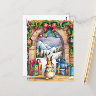 Carte Postale Le mignon lapin de Noël