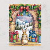 Carte Postale Le mignon lapin de Noël (Devant)