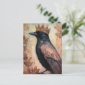 Carte Postale Le mignon oiseau noir dans une couronne (Debout devant)