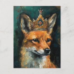 Carte Postale Le mignon renard rouge dans une couronne