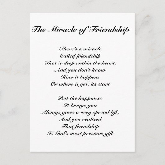 Carte Postale Le miracle de l'amitié (Devant)