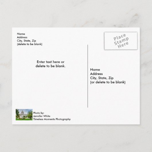 Carte Postale Le Missouri Capitole (Dos)