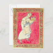 Carte Postale Le moine Ruodprehet présentant son livre (Devant / Derrière)