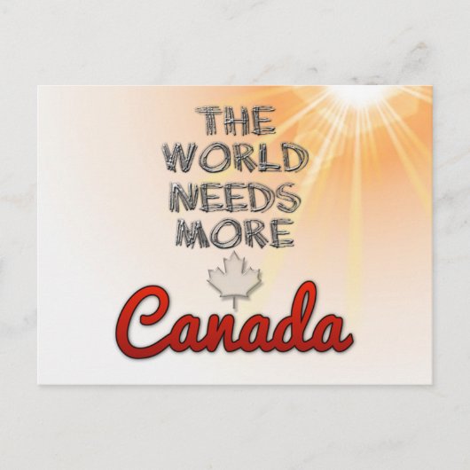Carte Postale Le monde a besoin de plus de Canada (Devant)
