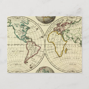 Carte Postale Le Monde aux frontières continentales