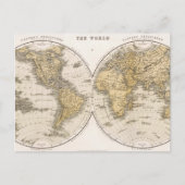 Carte Postale Le monde en deux hémisphères (Devant)