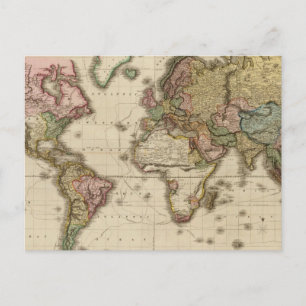 Carte Postale Le monde sur la projection de Mercator