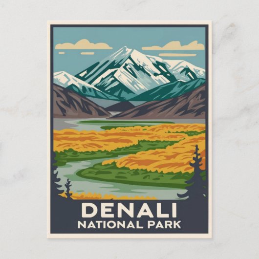 Carte Postale Le mont de l'Alaska du parc national Denali (Devant)