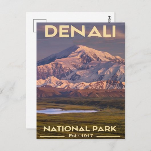 Carte Postale Le mont de l'Alaska du parc national Denali (Devant / Derrière)