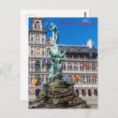 Carte Postale Le monument de Brabo et Stadhuis Anvers (Devant / Derrière)