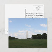 Carte Postale Le monument de Washington (Devant / Derrière)