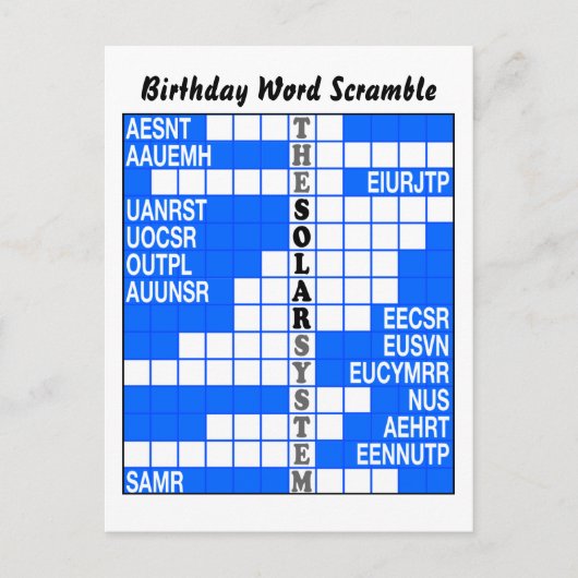 Carte Postale Le mot système solaire (Devant)