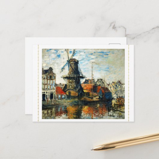 Carte Postale Le moulin à vent, Claude Monet 1871 (Devant/Arrière en situation)