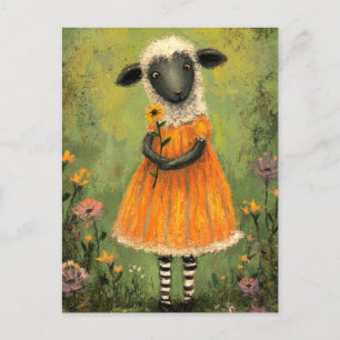 Carte Postale Le mouton dans une robe orange