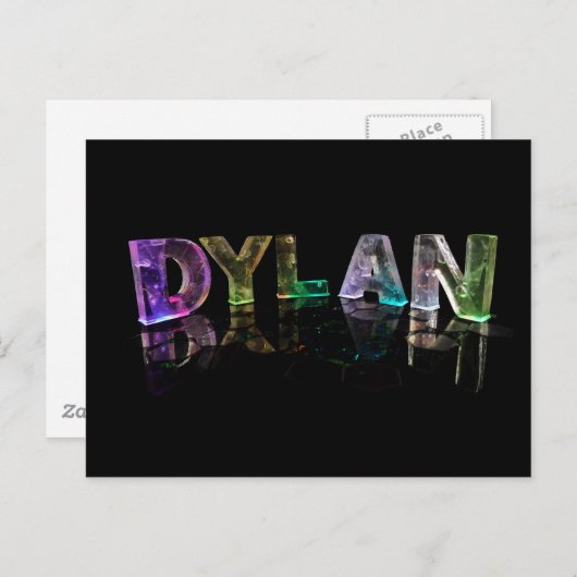 Carte Postale Le nom Dylan en lumières 3D (photo) (Devant / Derrière)