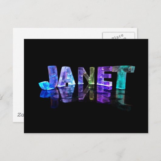 Carte Postale Le nom Janet en lumières 3D (photo) (Devant / Derrière)