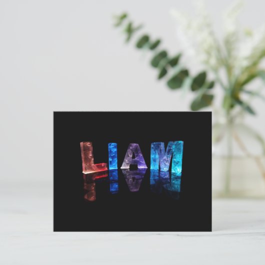 Carte Postale Le nom Liam en lumières 3D (photo) (Debout devant)