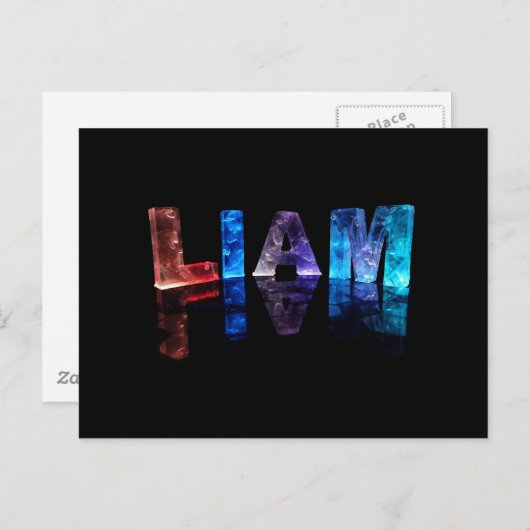 Carte Postale Le nom Liam en lumières 3D (photo) (Devant / Derrière)