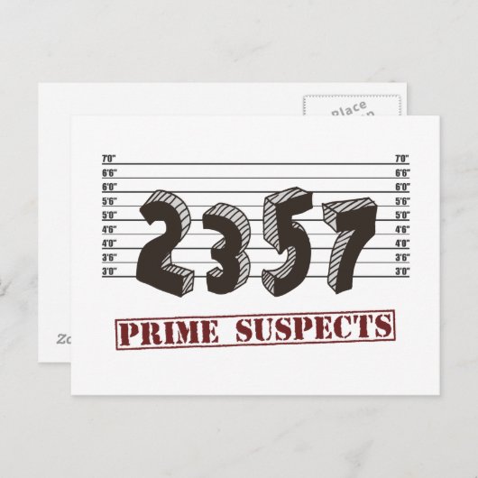 Carte Postale Le nombre premier soupçonne (Devant / Derrière)