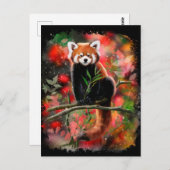 Carte Postale Le panda rouge est assis sur une branche (Devant / Derrière)