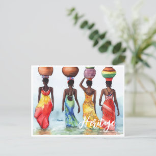 Carte Postale Le panier des femmes africaines sur les têtes Long