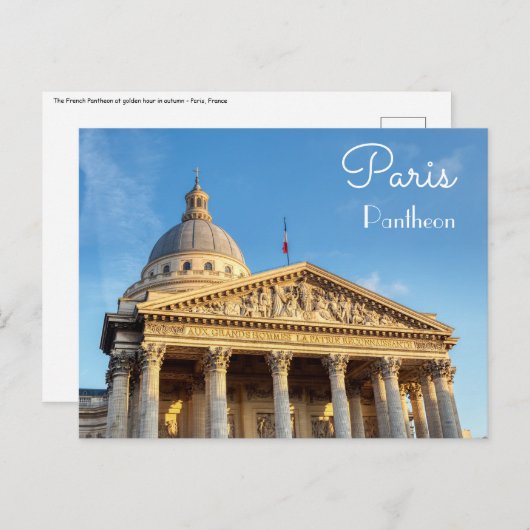 Carte Postale Le Panthéon à Paris, France (Devant / Derrière)