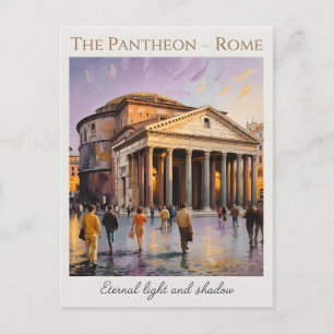 Carte Postale Le Panthéon Rome Italie Aquarelle Voyage Vintage