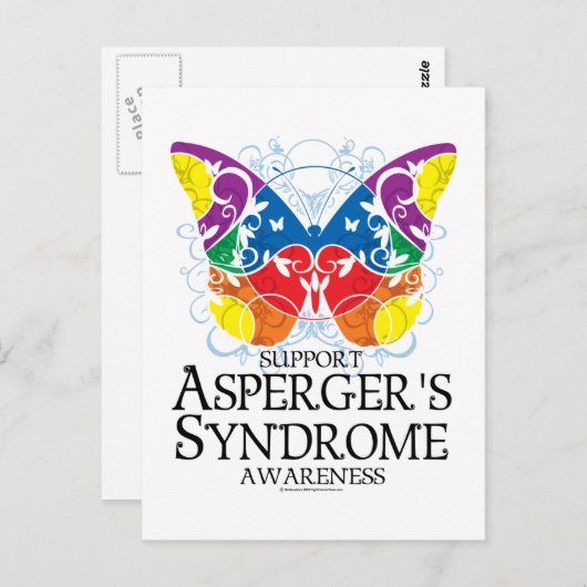 Carte Postale Le papillon du syndrome d'Asperger (Devant / Derrière)
