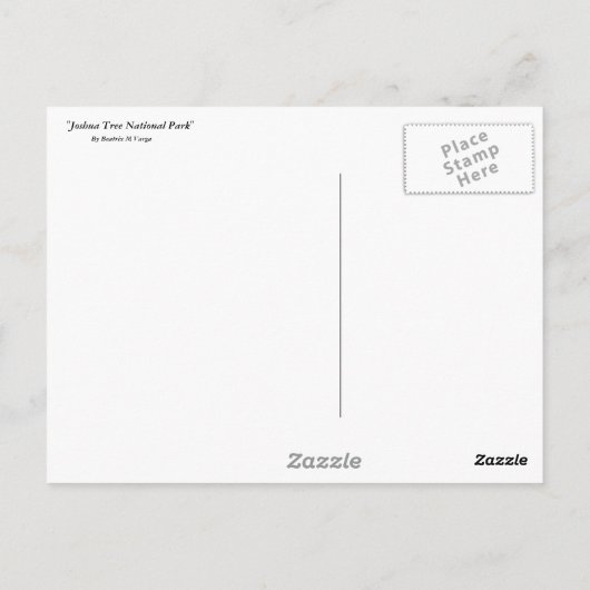 Carte Postale Le Parc national de Joshua Tree (Dos)