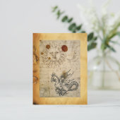 CARTE POSTALE LE PARCHEMENT ANTIQUE DU SOLEIL, DE LA LUNE ET DU (Debout devant)