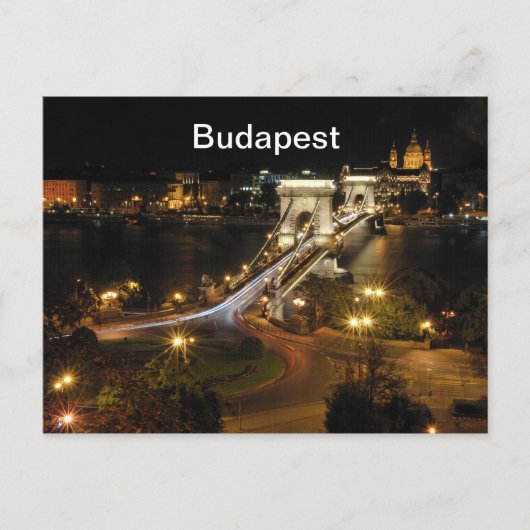 Carte Postale Le paysage nocturne de Budapest (Devant)