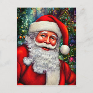Carte Postale Le Père Noël avec un soupçon dans son oeil vide