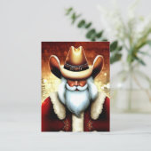 Carte Postale Le Père Noël dans un Noël Casquette occidental (Debout devant)