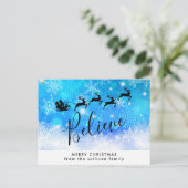 Carte Postale Le père noël et son renne de vol - croyez (Debout devant)